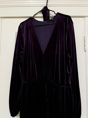 ELOQUII Purple Velvet Wide Leg Jumpsuit